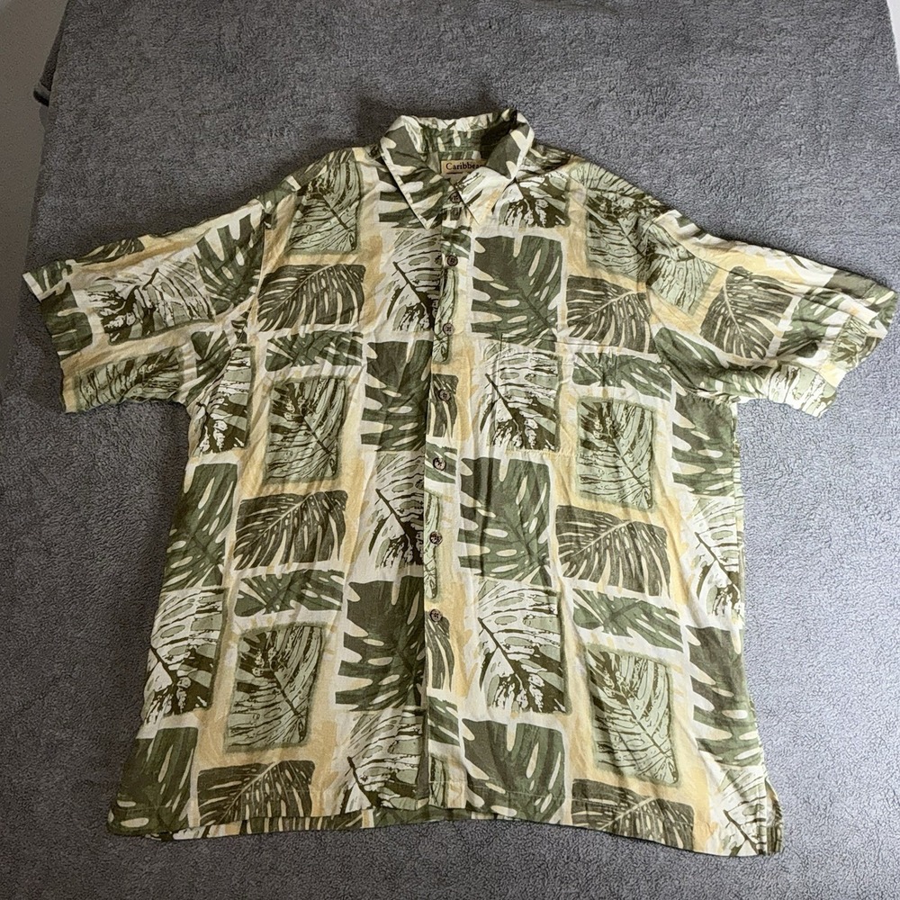 Caribbean Hawaiian Short Sleeve‎ Button Up Tropical Shirt Size XL